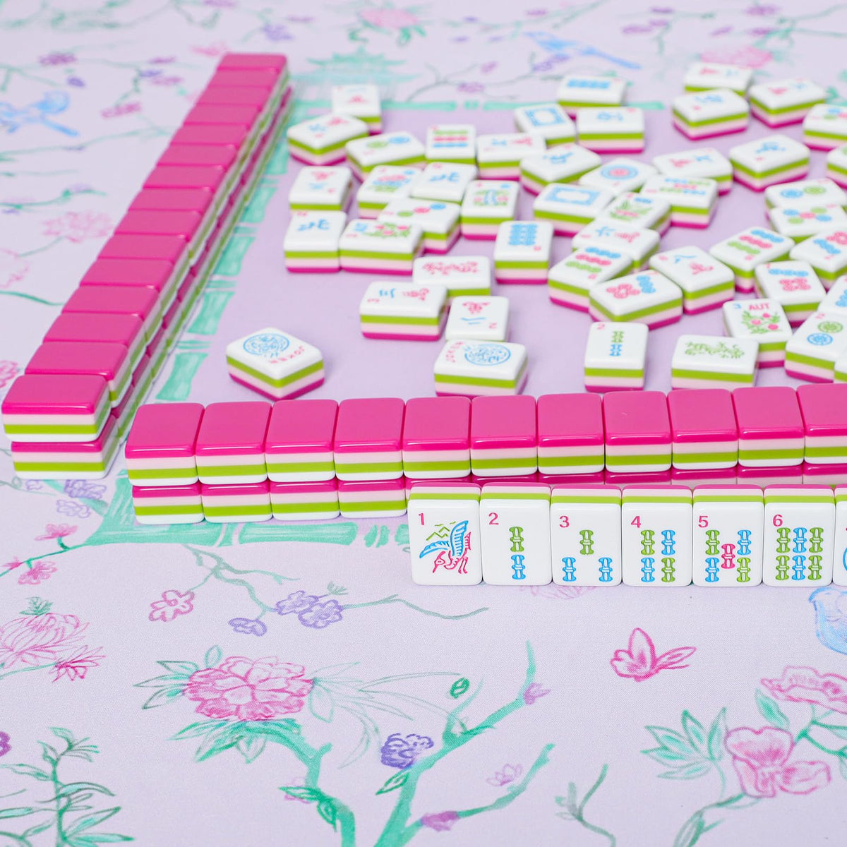 166 Acrylic Engraved Mahjong Tile Set with Carrying Bag H167