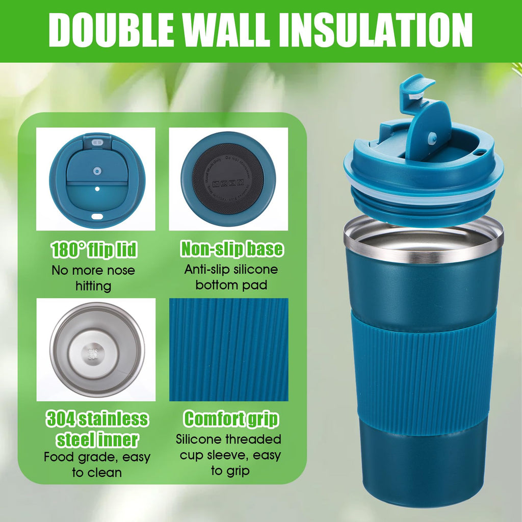 4 Pack 17oz Stainless Steel Insulated Coffee Mug with Lid C464509