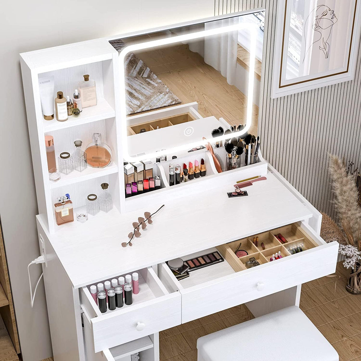 Vanity Desk with Charging Station G24620