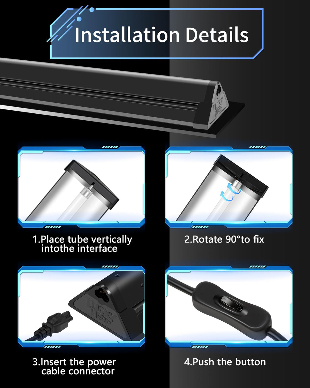 8W 10.0 UVB Reptile Light Fixture Combo Kit 12inch N4253