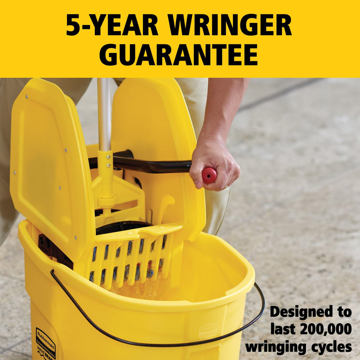 Yellow 35 QT Mop Bucket and Wringer Combo on Wheels W3799