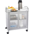 Gray Refreshment Cart with Double Doors and Swivel Wheels V5726