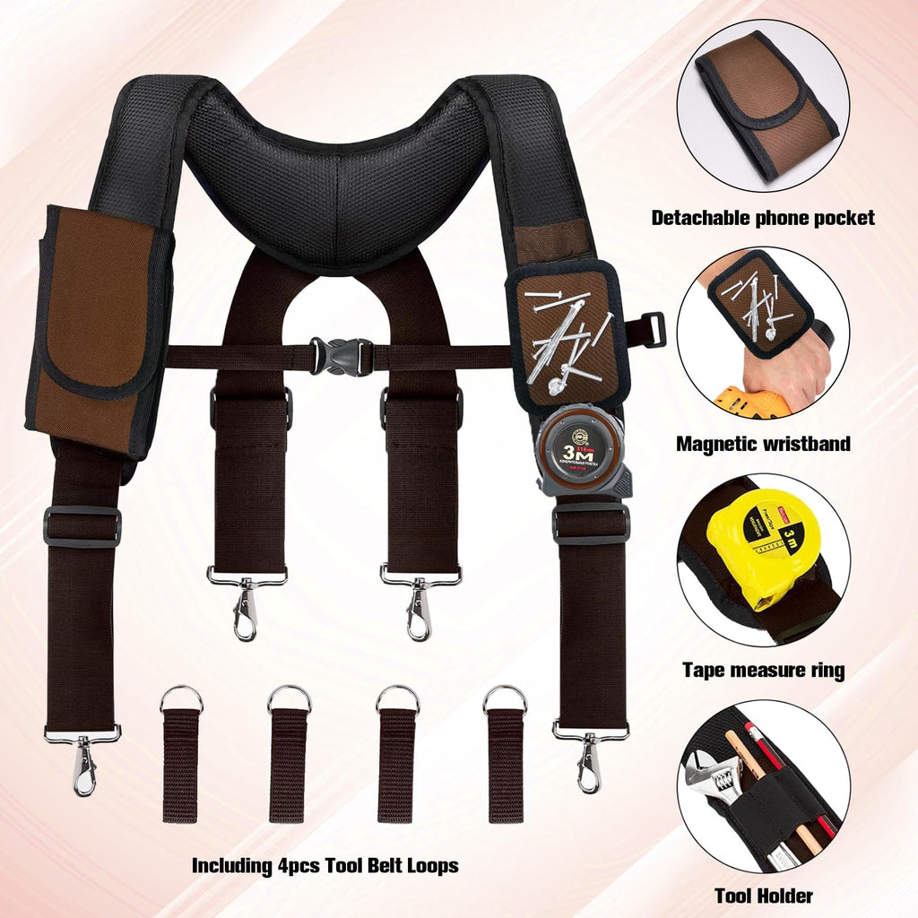 Tool Belt Suspenders with Magnetic Wristband E8419