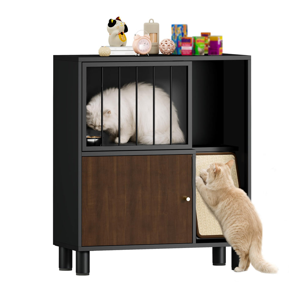 Black Metal Cat Feeding Cabinet I581