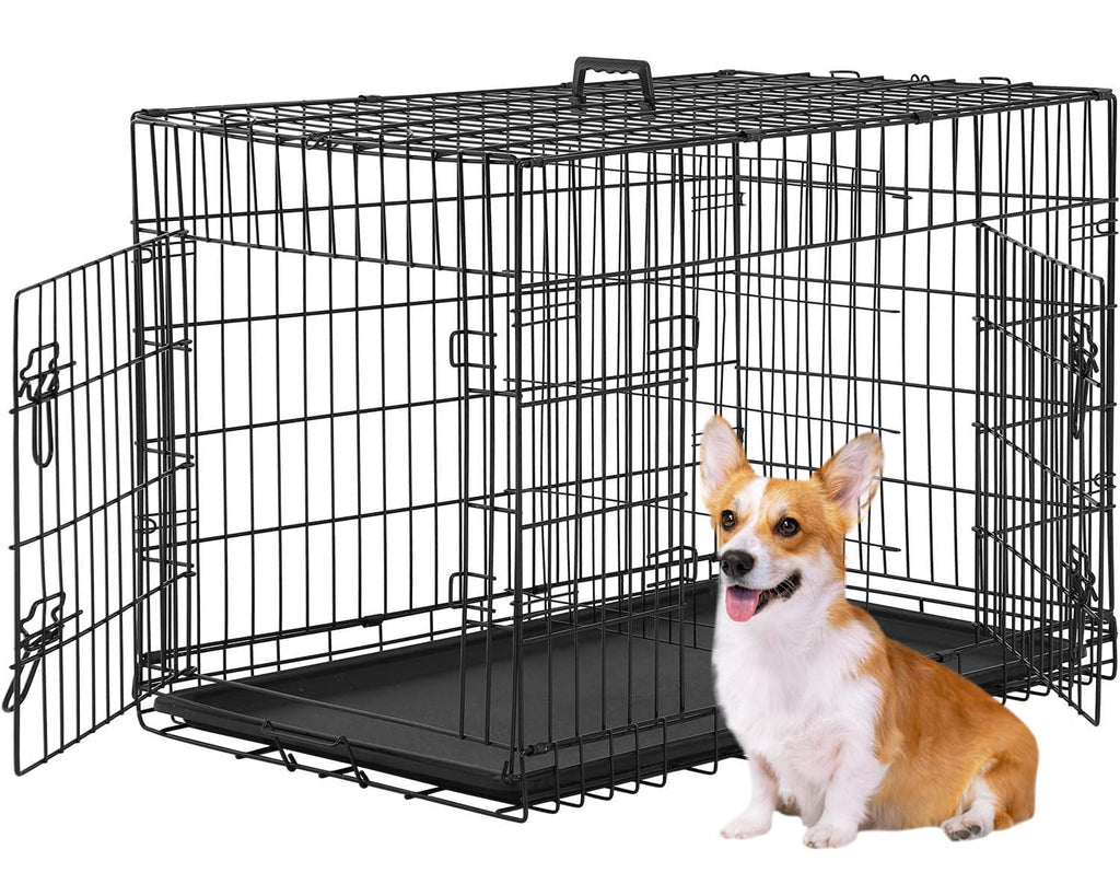 Folding Metal Dog Crate with Divider and Handle R5320