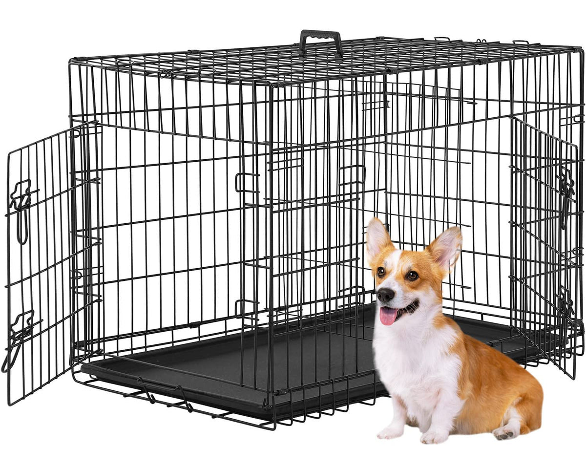 Folding Metal Dog Crate with Divider and Handle R5320