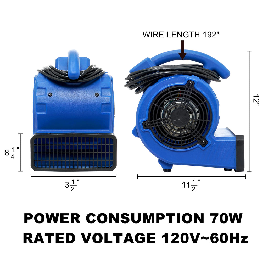 Blue 305 CFM Mini Floor Air Mover X710