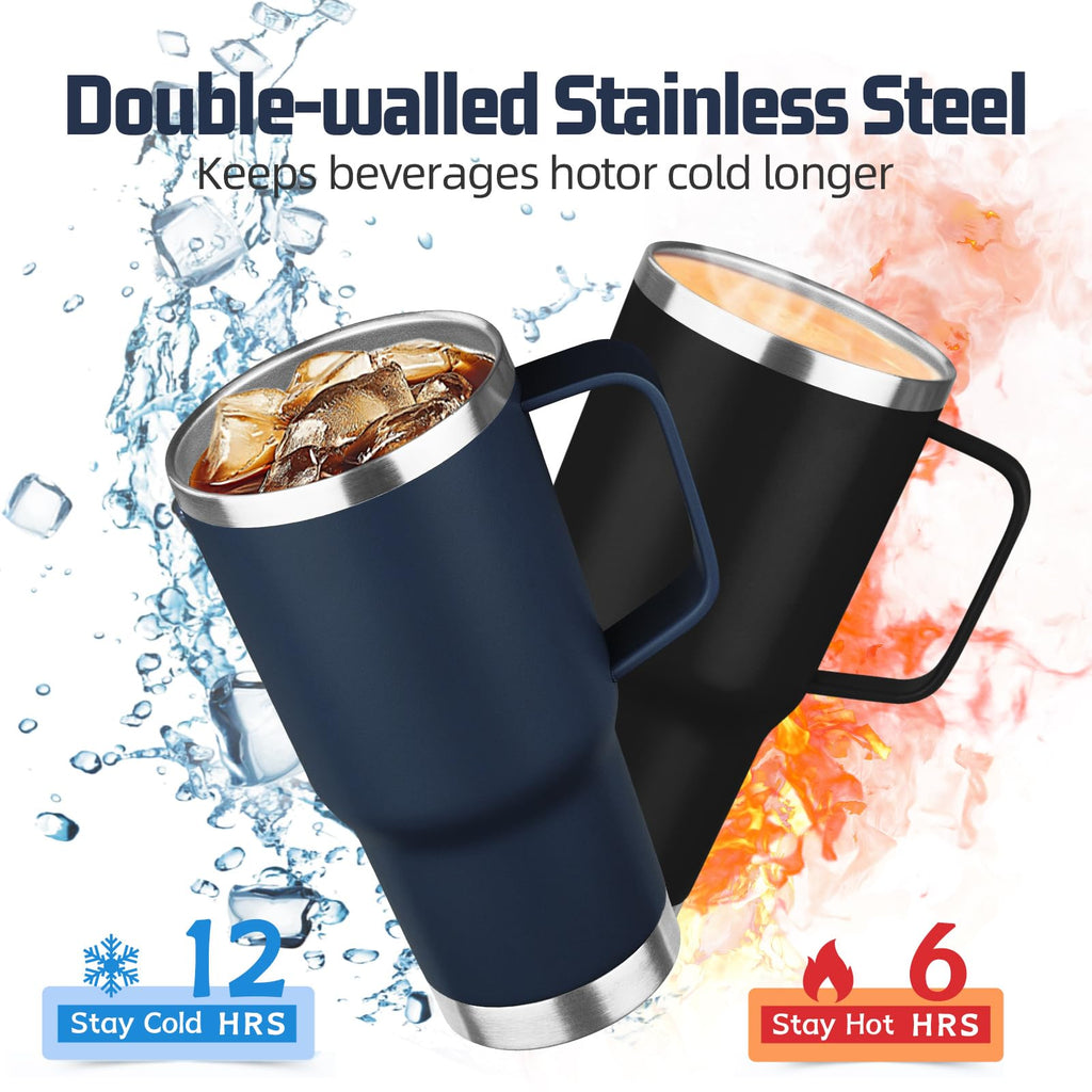 20 oz Stainless Steel Insulated Tumbler with Handle Lid and Straw I562162