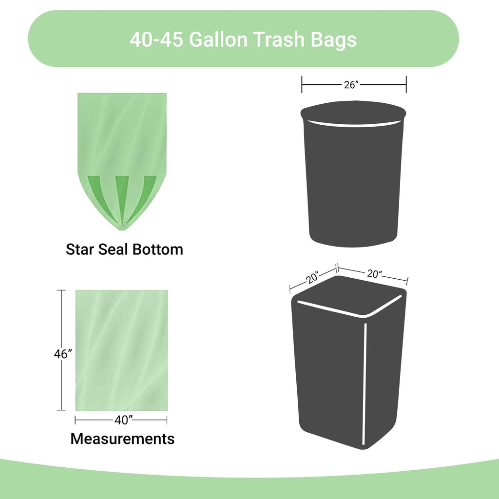 Biodegradable 40-45 Gallon Trash Bags 100 Count V66076