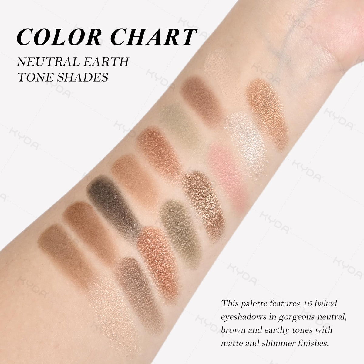 16 Colors Baked Eyeshadow Palette Matte Shimmer Finish Z4634