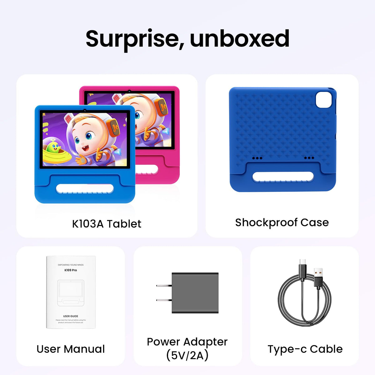 Android 16 Kids Tablet 10 Inch HD Display 8GB RAM 64GB ROM Blue Q375352