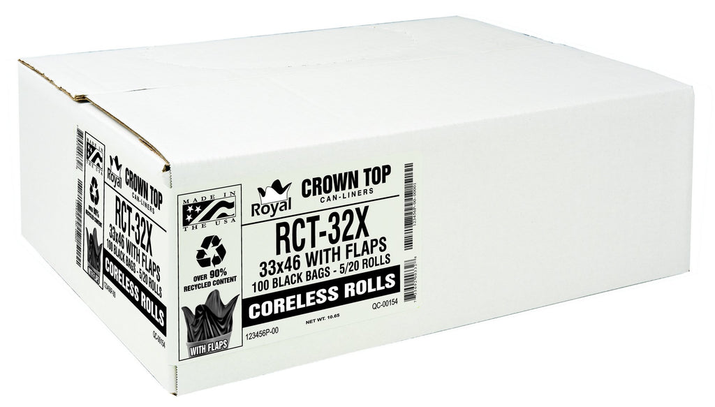 Black 40-45 Gal Coreless Roll Trash Bags H4602