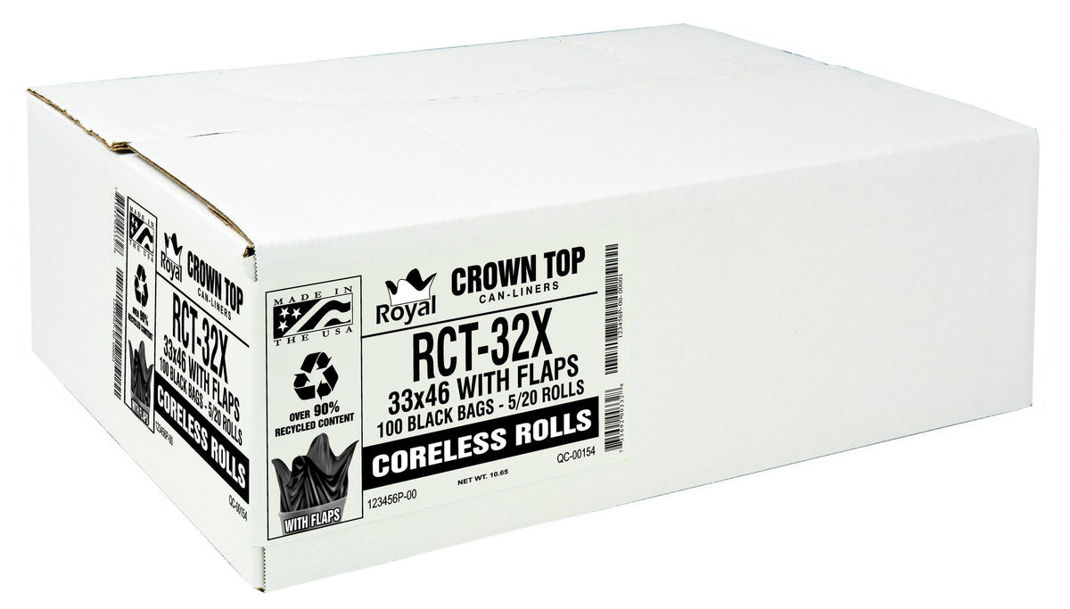 Black 40-45 Gal Coreless Roll Trash Bags H4602