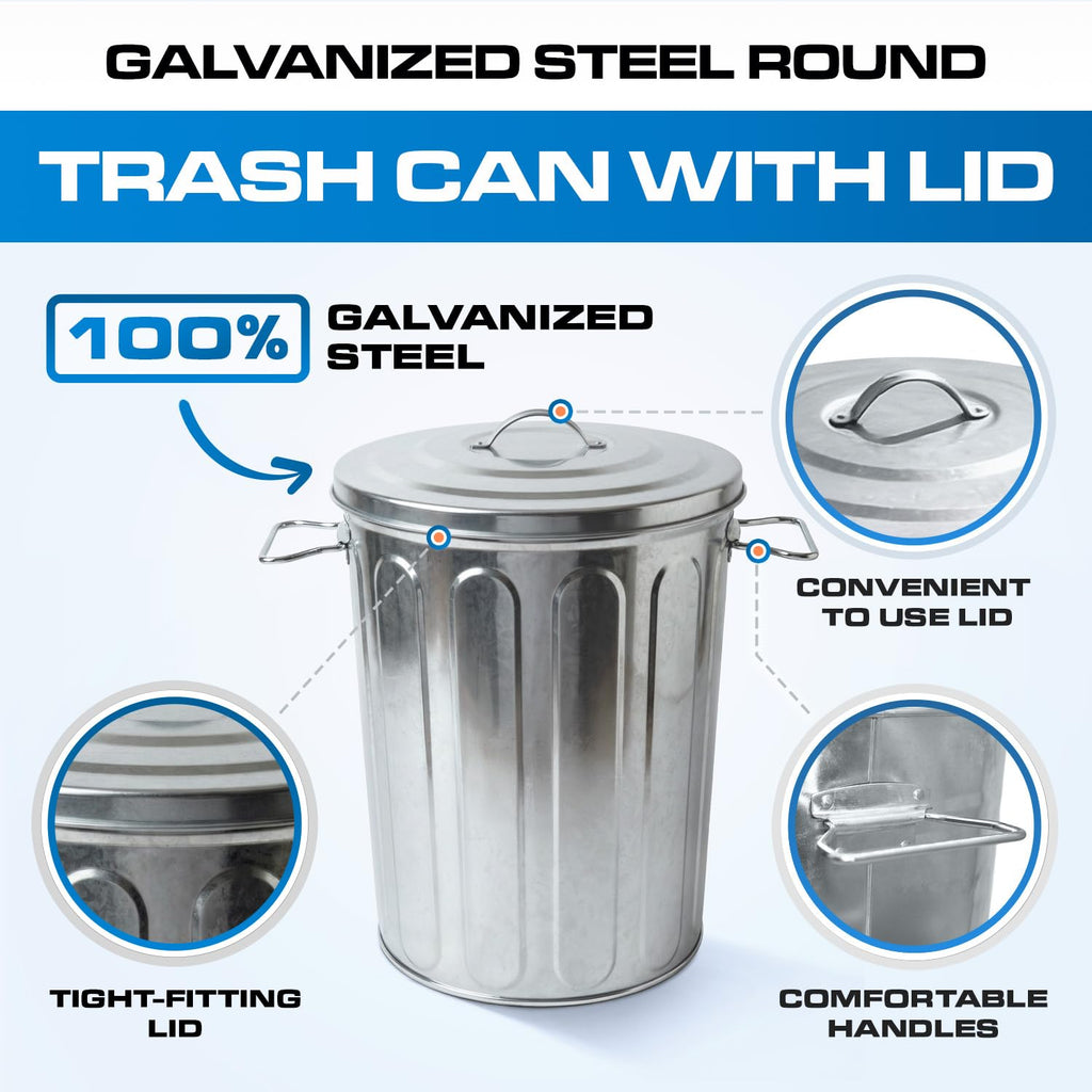 5 Gallon Metal Trash Can with Lid Y36979