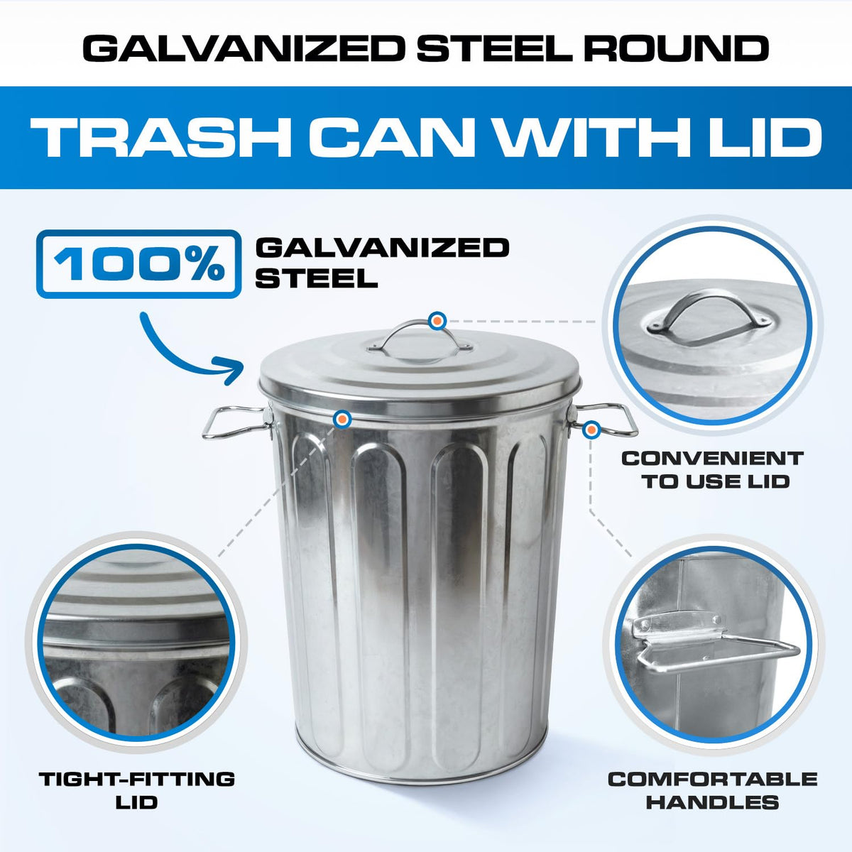 5 Gallon Metal Trash Can with Lid Y36979