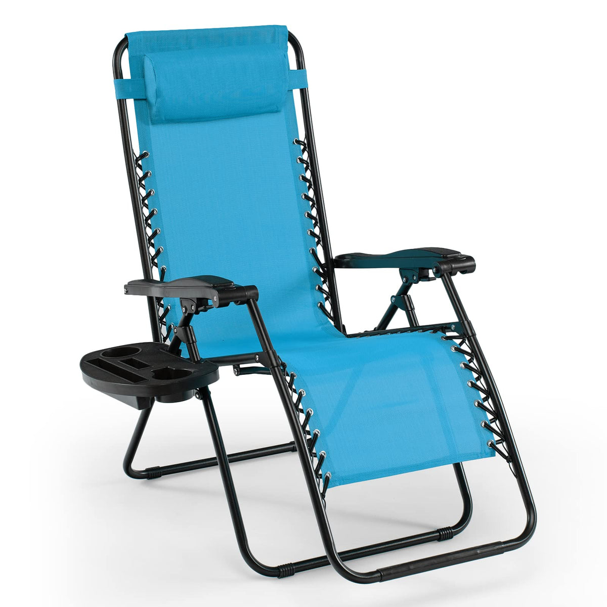 Blue Folding Reclining Lounge Chair with Side Tray Z23944