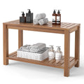Teak Shower Bench with Shelf J972820