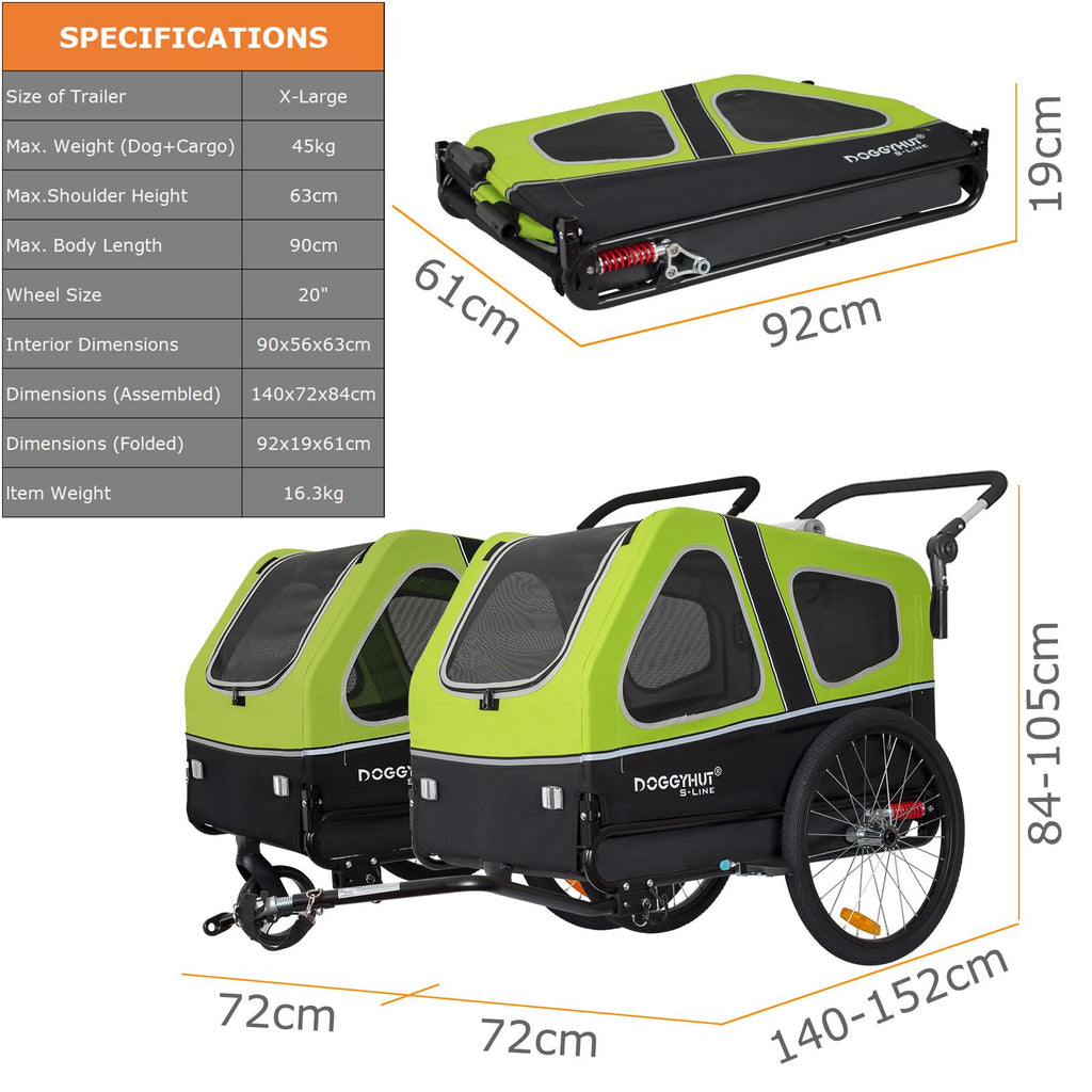 XL Pet Bike Trailer & Stroller with Suspension Wheels I745684