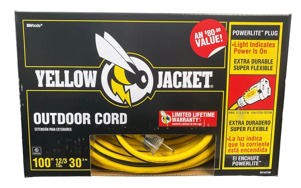 12/3 Heavy-Duty 15-Amp SJTW Extension Cord with Lighted Ends, 100-Feet O59354