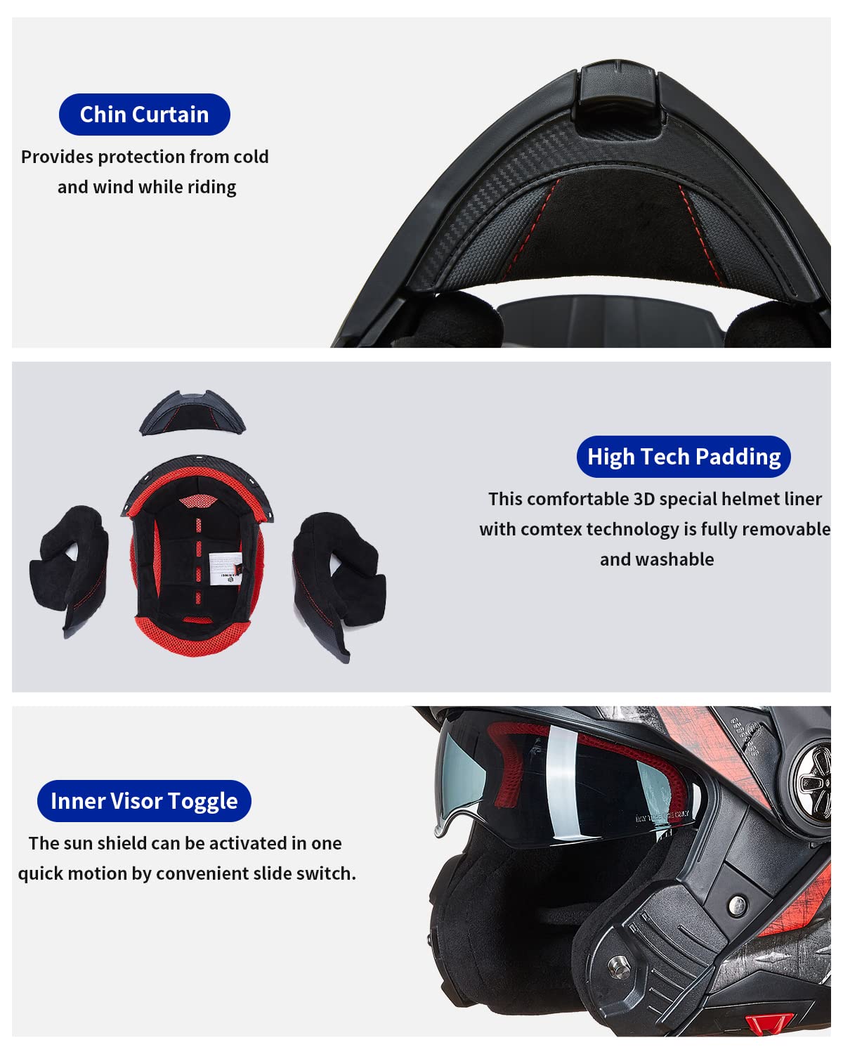 Full Face Modular ATV Helmet with Anti Fog Visor Y999
