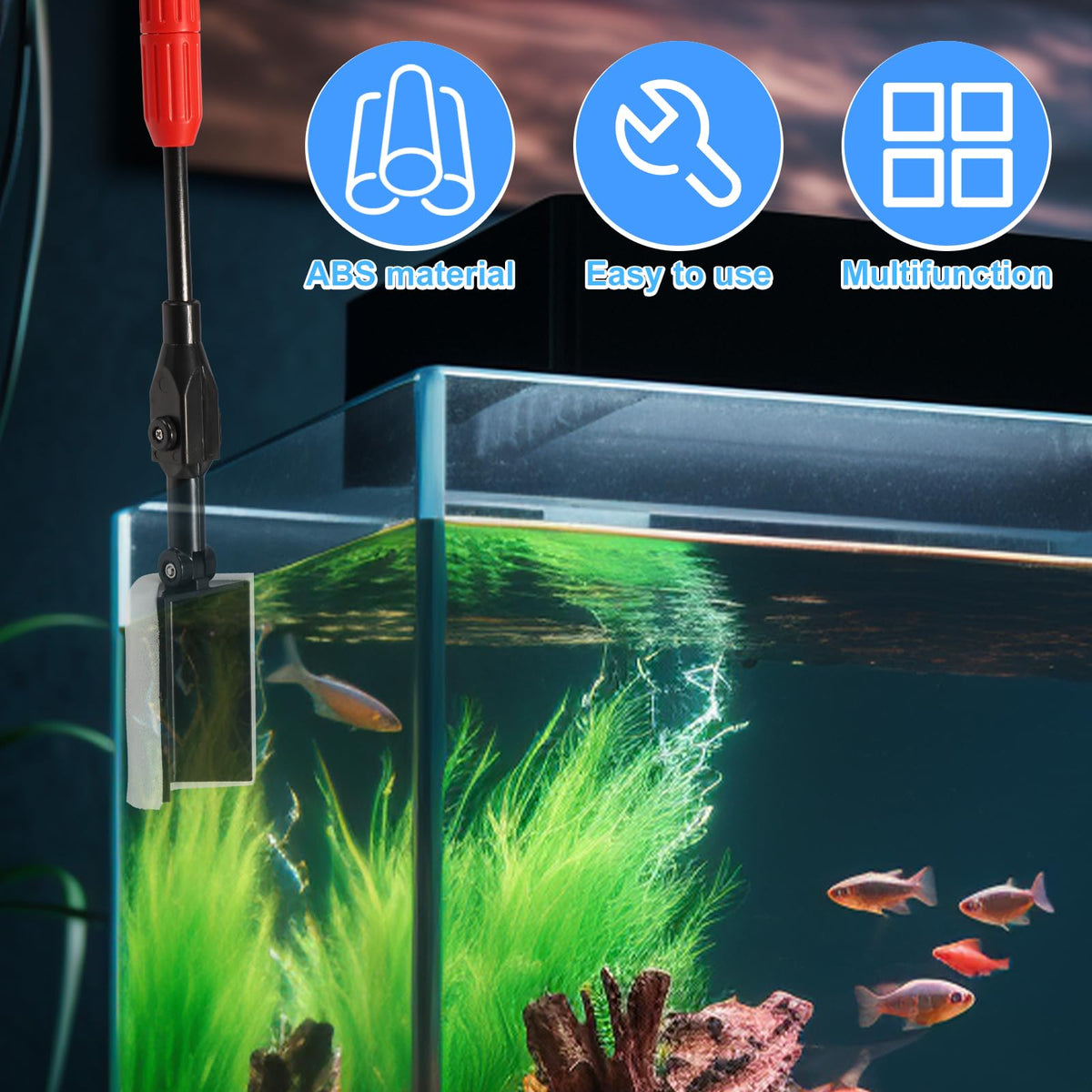 6 in 1 Aquarium Cleaning Kit with Adjustable Handle B989373