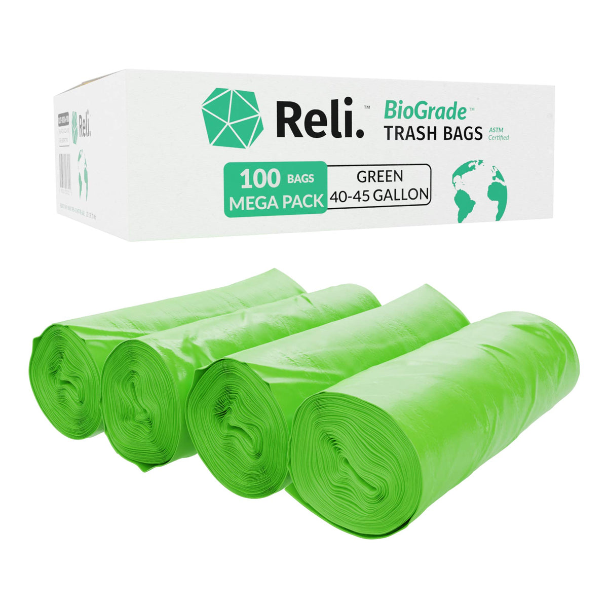 Biodegradable 40-45 Gallon Trash Bags 100 Count V66076