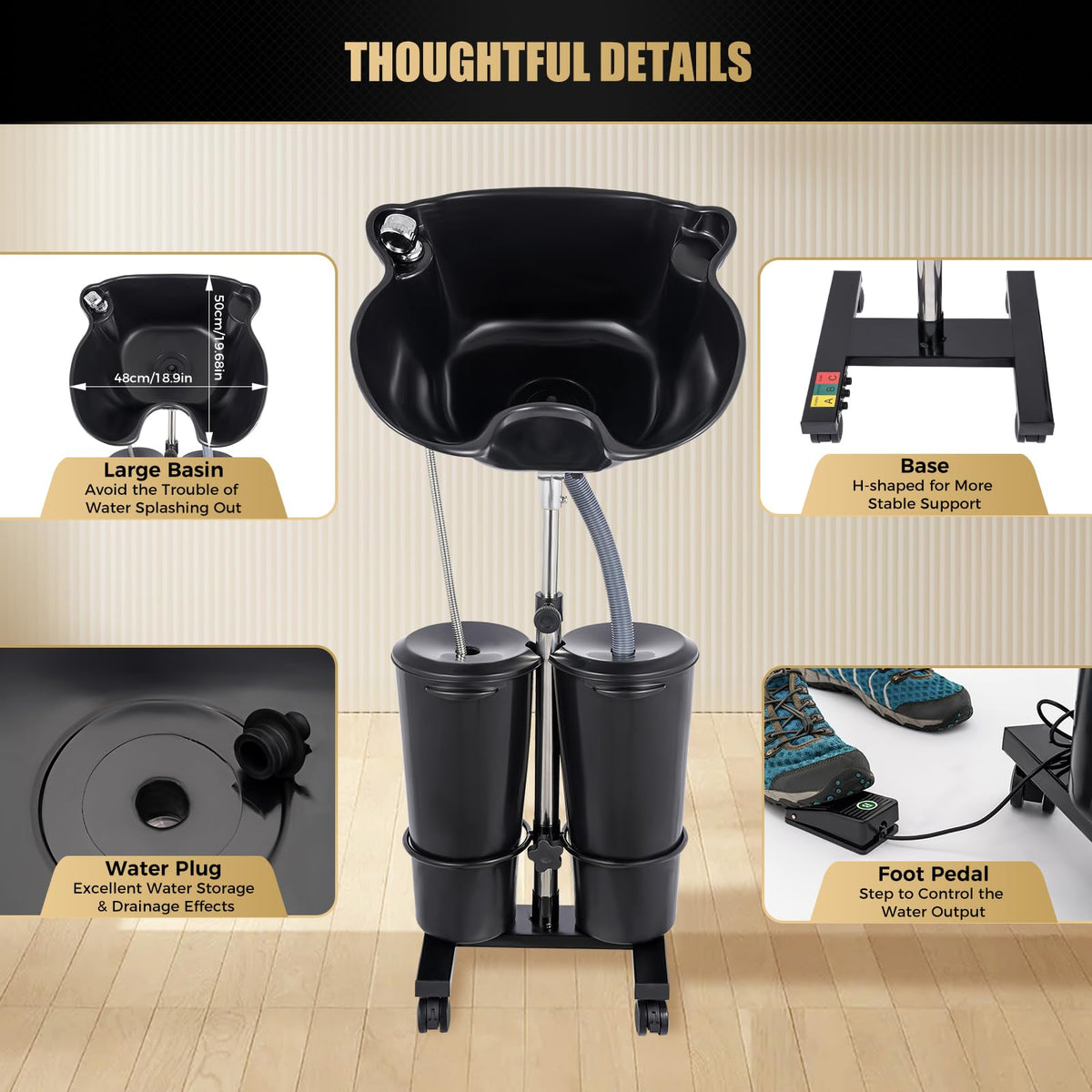 Portable Height Adjustable Shampoo Bowl with Electric Pump A908357