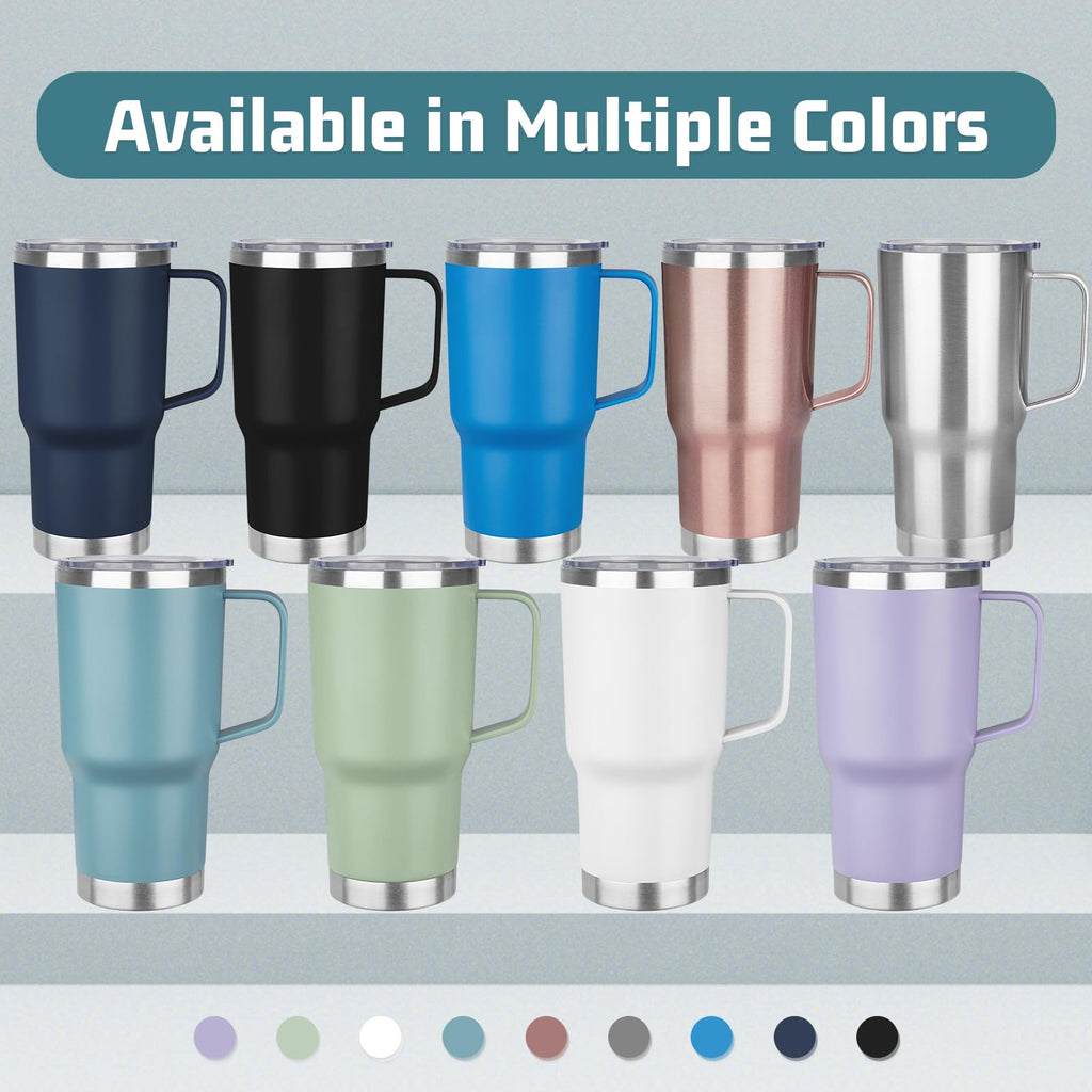 20 oz Stainless Steel Insulated Tumbler with Handle Lid and Straw I562162