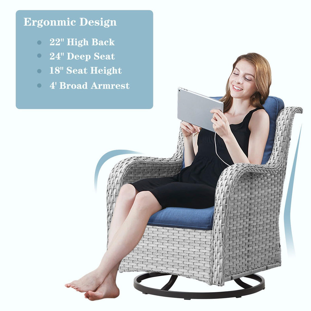 8 Piece Wicker Patio Furniture Set with Swivel Rocker Chairs and Coffee Table D47119