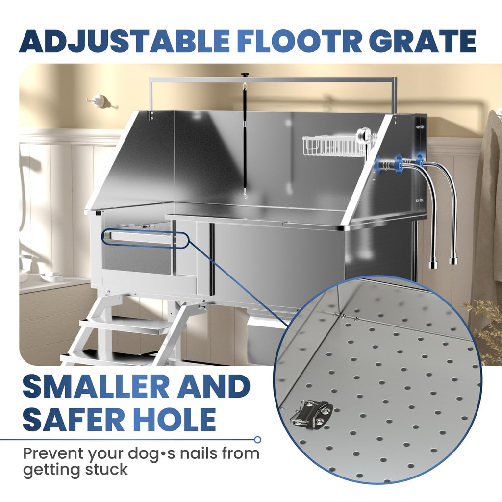 46" Stainless Steel Dog Washing Station with Stairs G31366