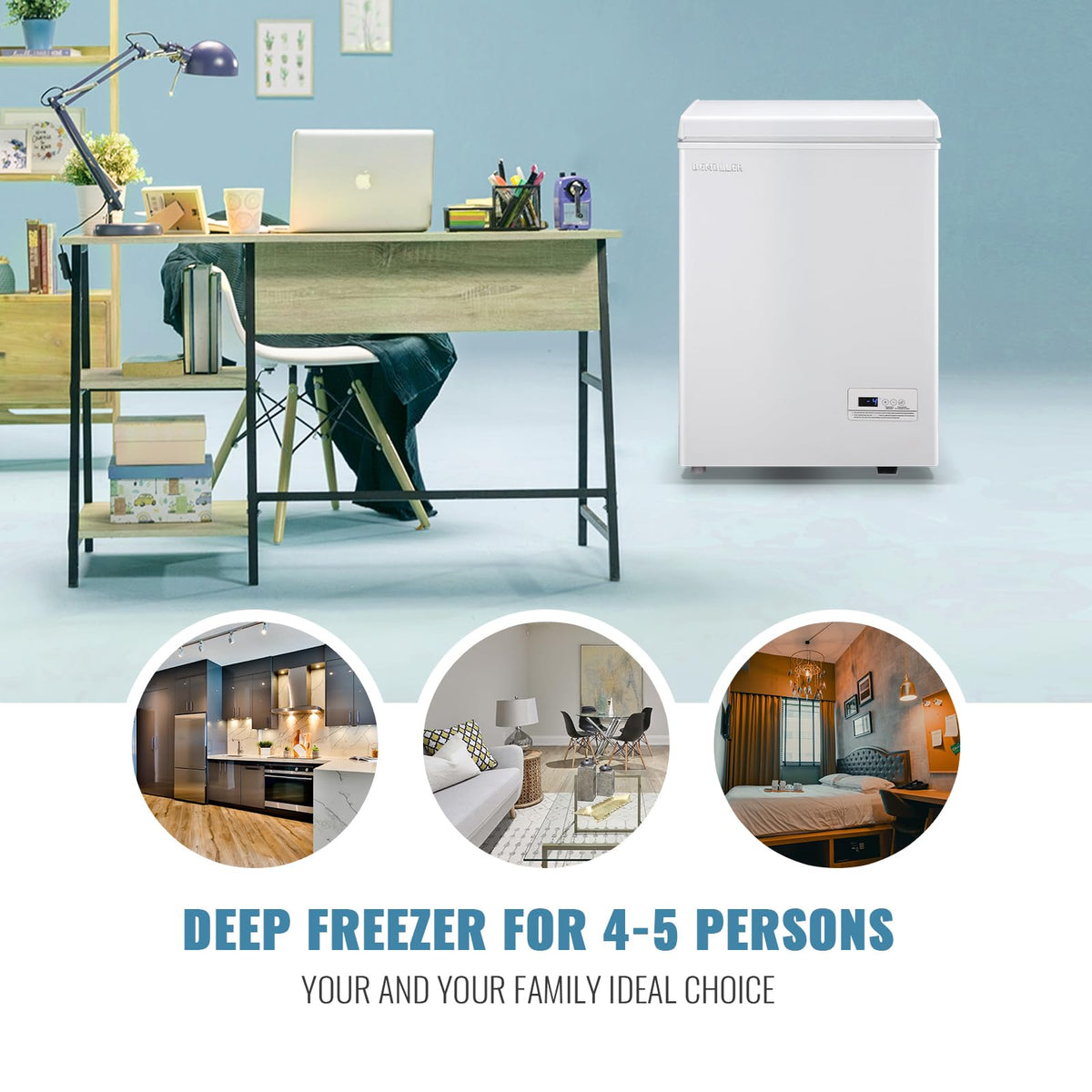 White Compact Chest Freezer with 2 Removable Baskets A502201