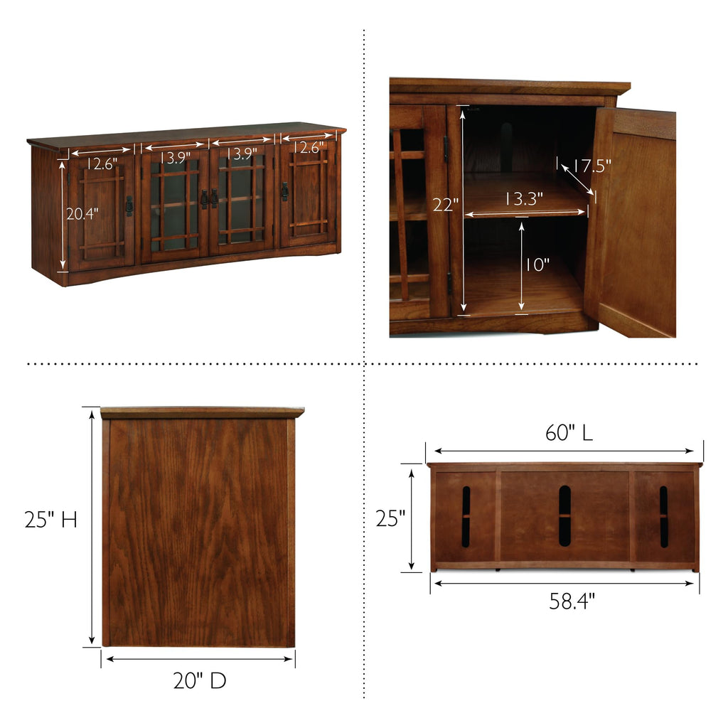 Solid Wood Mission Oak Four Door TV Stand B87041
