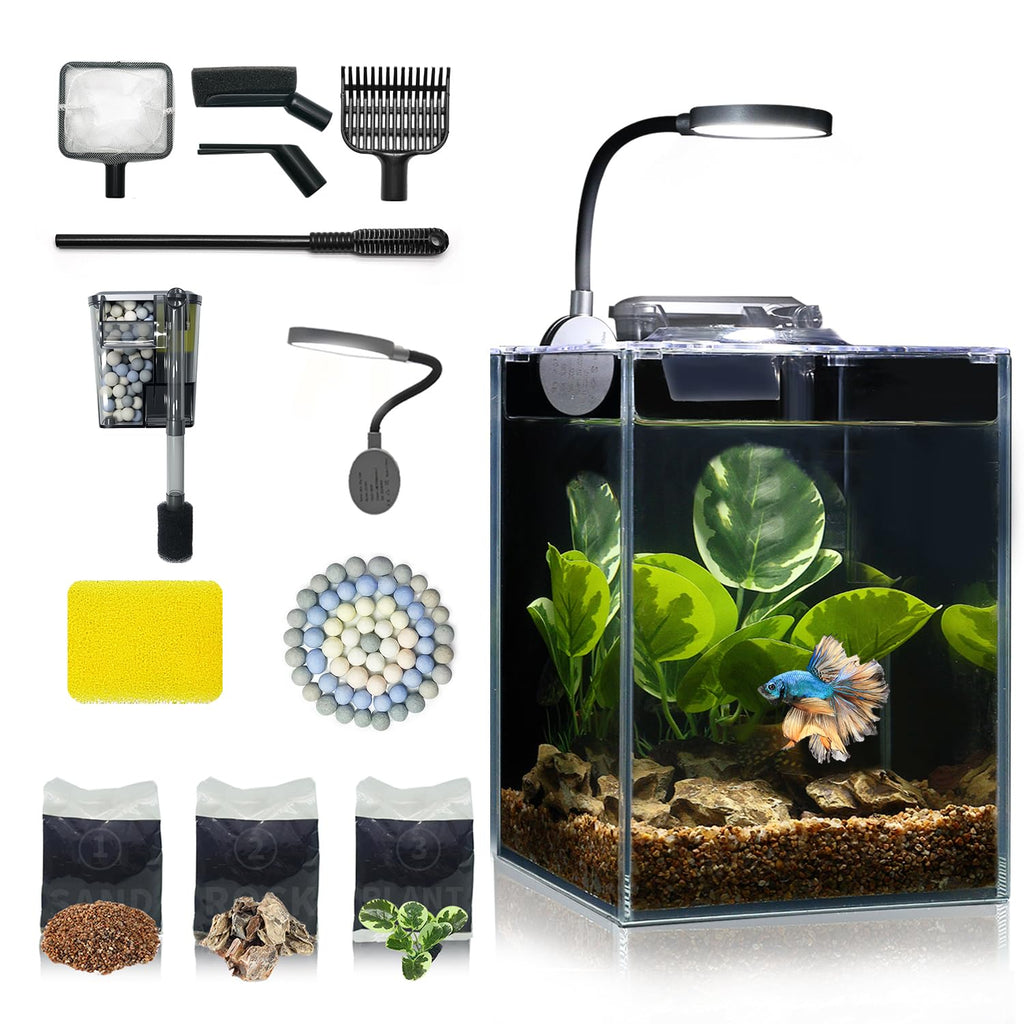 Glass 1.25 Gallon Aquarium Set with Filter LED Light R70762