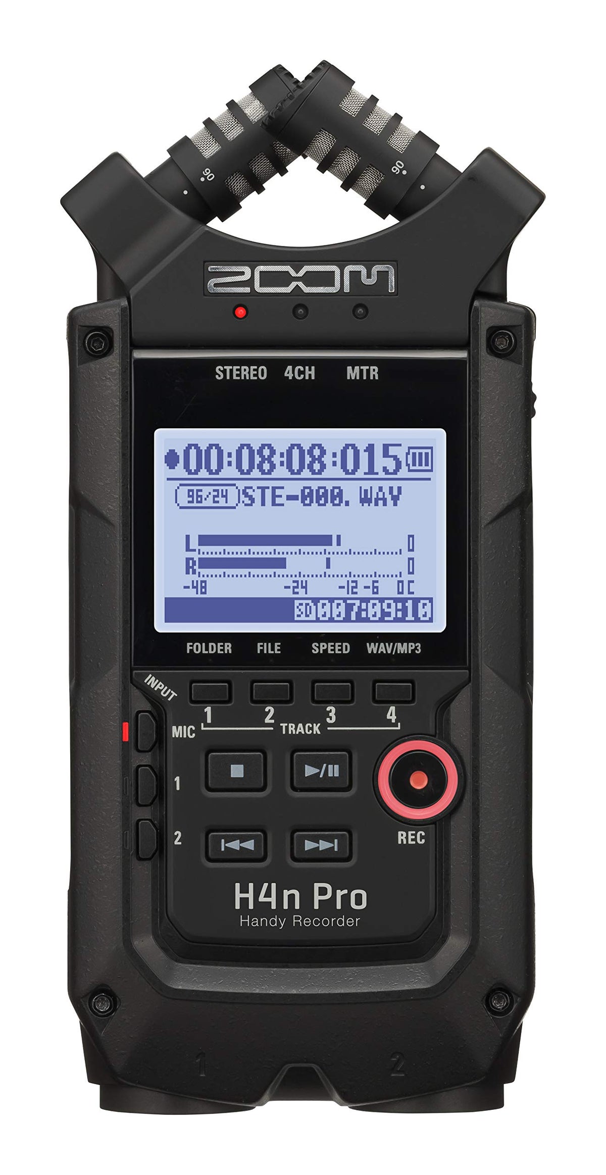 4-Track Portable Recorder, All Black, Stereo Microphones, 2 XLR/ ¼“ Combo Inputs, Battery Powered G6258