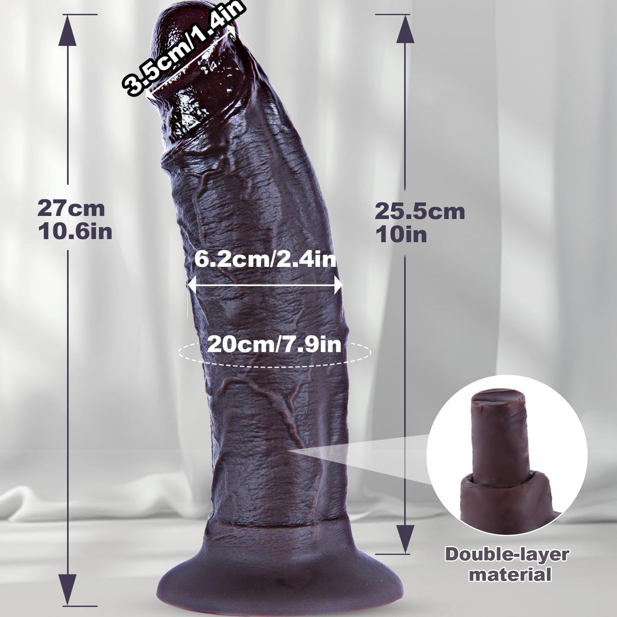 10.6" Dual Density Silicone Dildo Suction Cup F8122