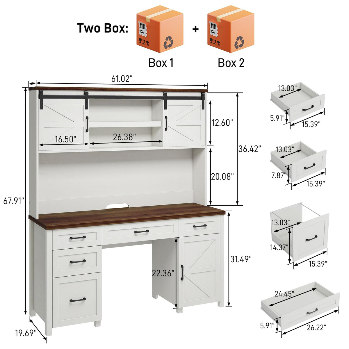 67" Executive Desk with File Drawer F635