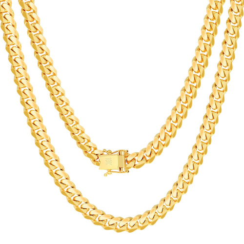 18K Yellow Gold Cuban Link Chain Necklace B50293