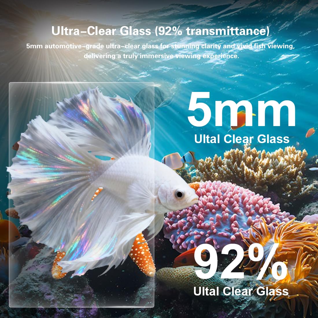 2.8 Gallon Glass Fish Tank with Light and Filter U975948
