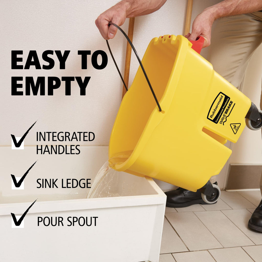 Yellow 35 QT Mop Bucket and Wringer Combo on Wheels W3799