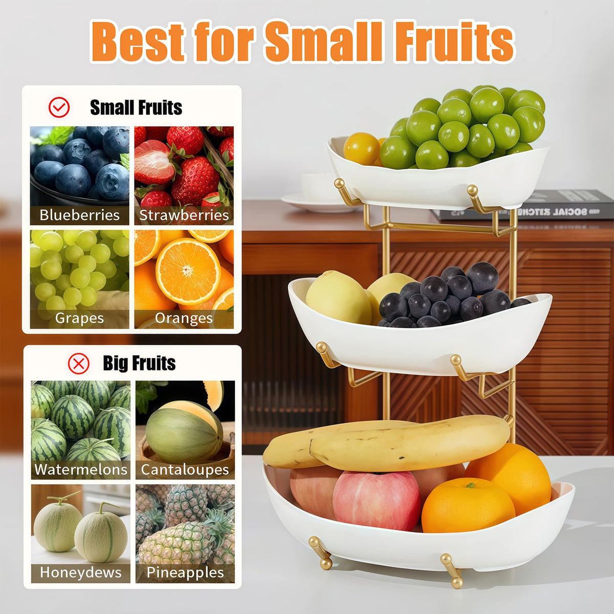 3 Tier Ceramic Fruit Basket Y244