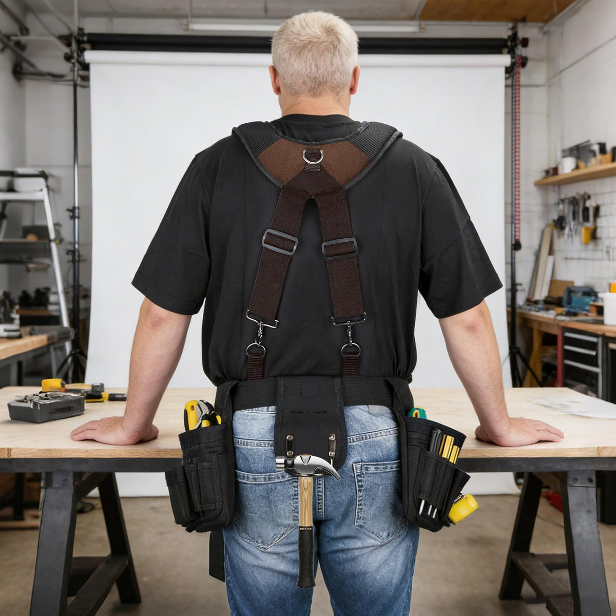 Tool Belt Suspenders with Magnetic Wristband E8419