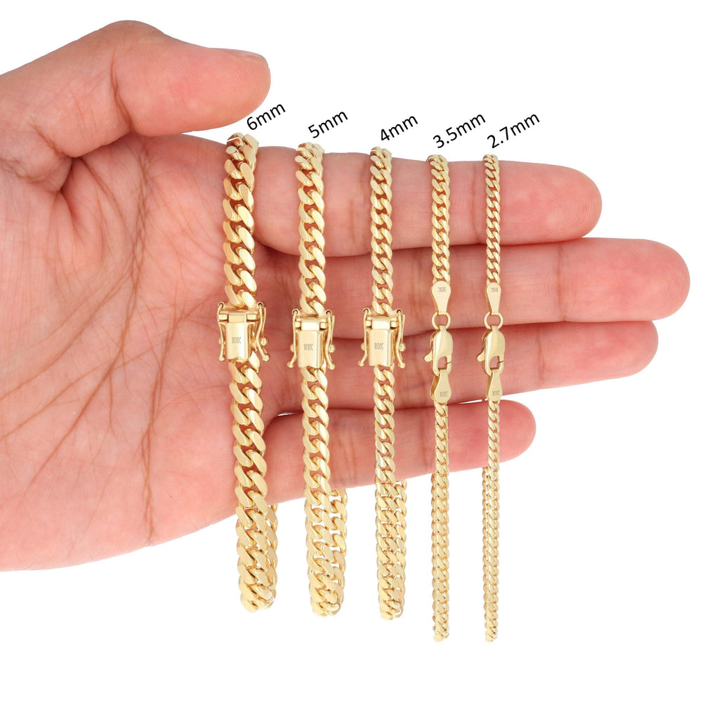18K Yellow Gold Cuban Link Chain Necklace B50293