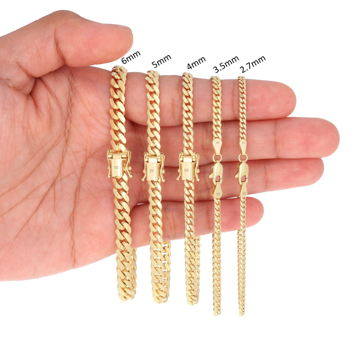 18K Yellow Gold Cuban Link Chain Necklace B50293