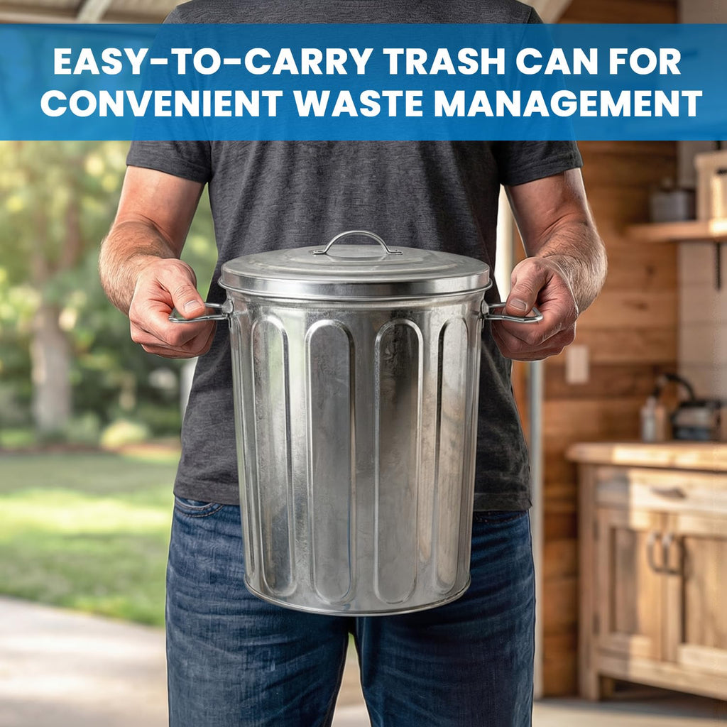 5 Gallon Metal Trash Can with Lid Y36979