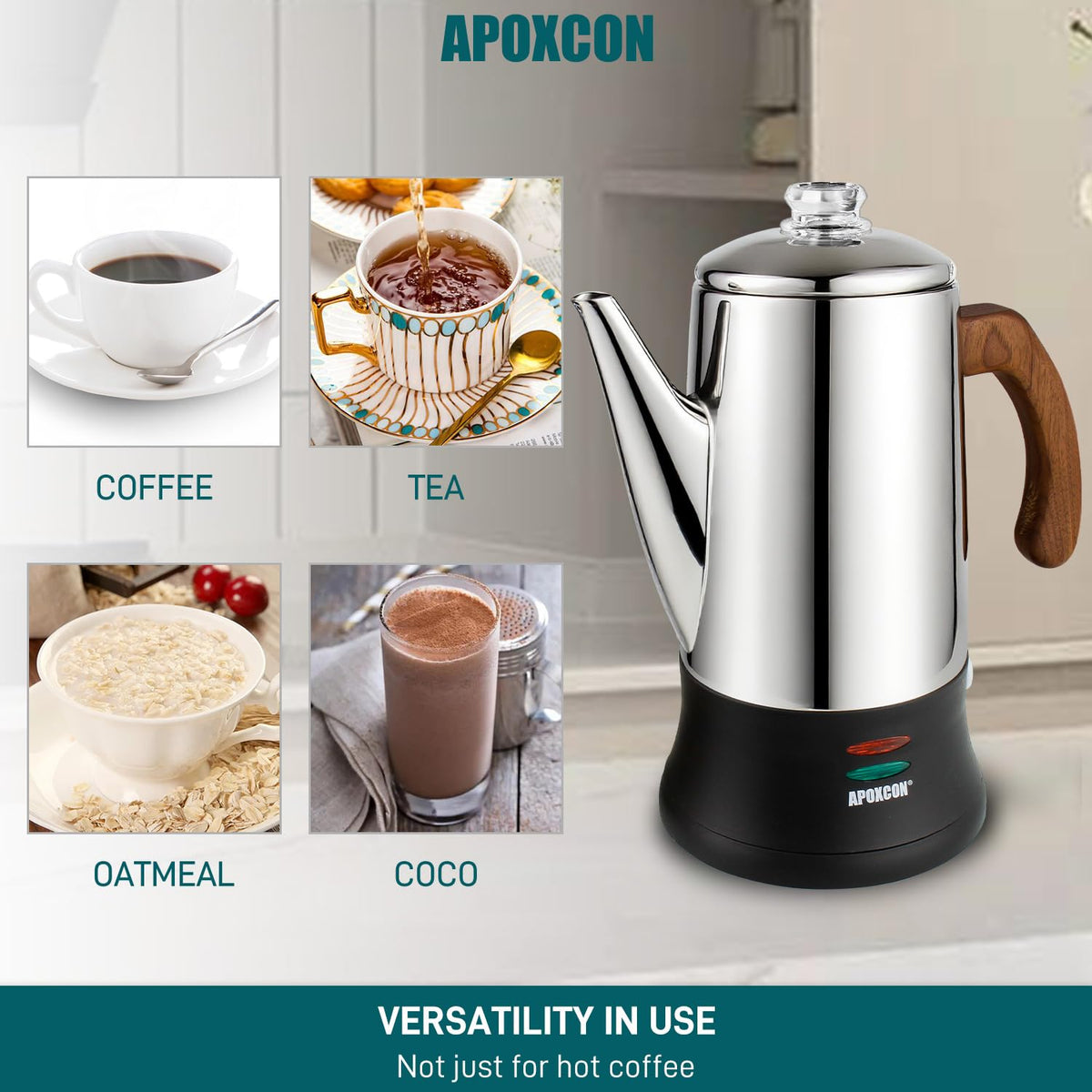 Electric Stainless Steel Coffee Percolator 8 Cup S452349