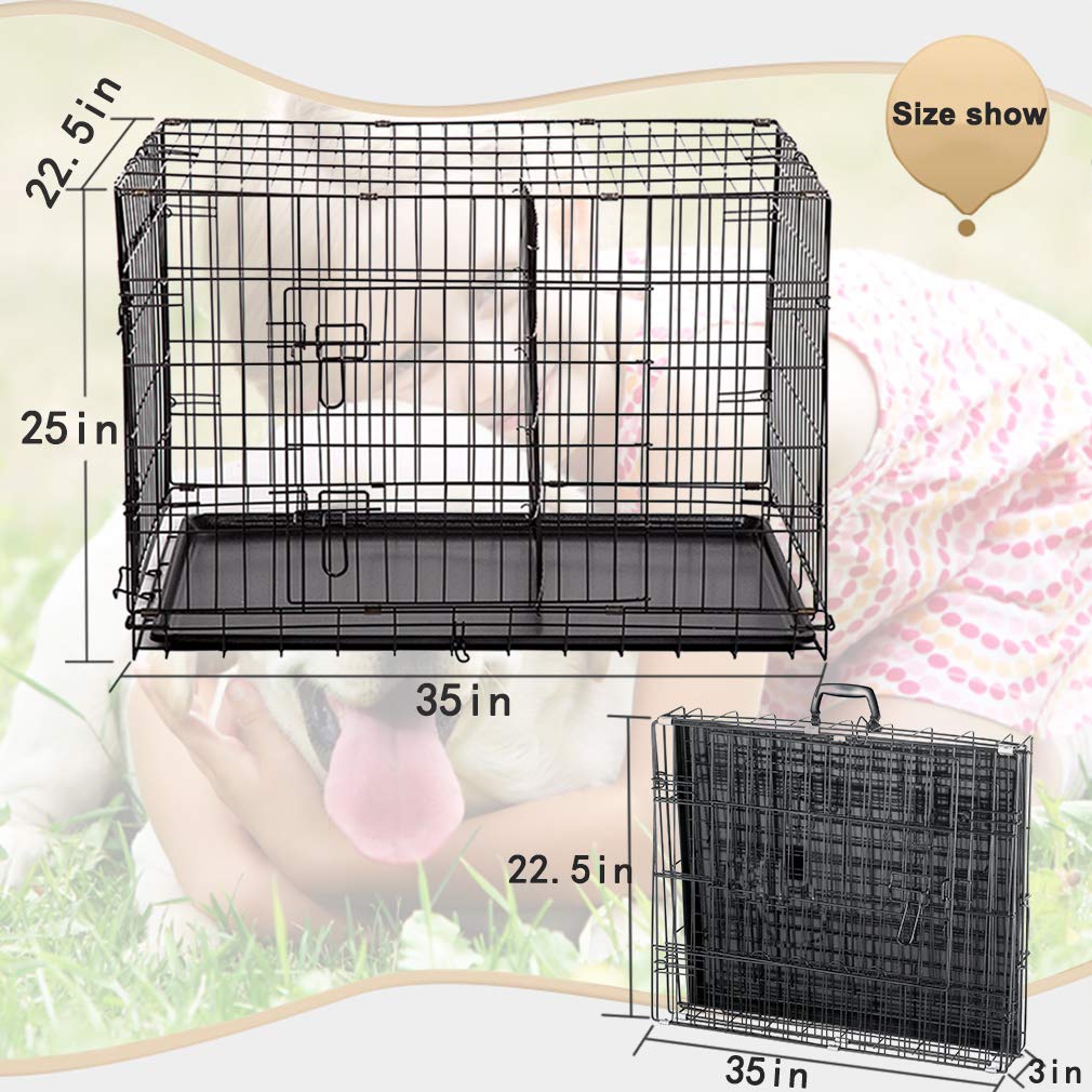 Folding Metal Dog Crate with Divider and Handle R5320