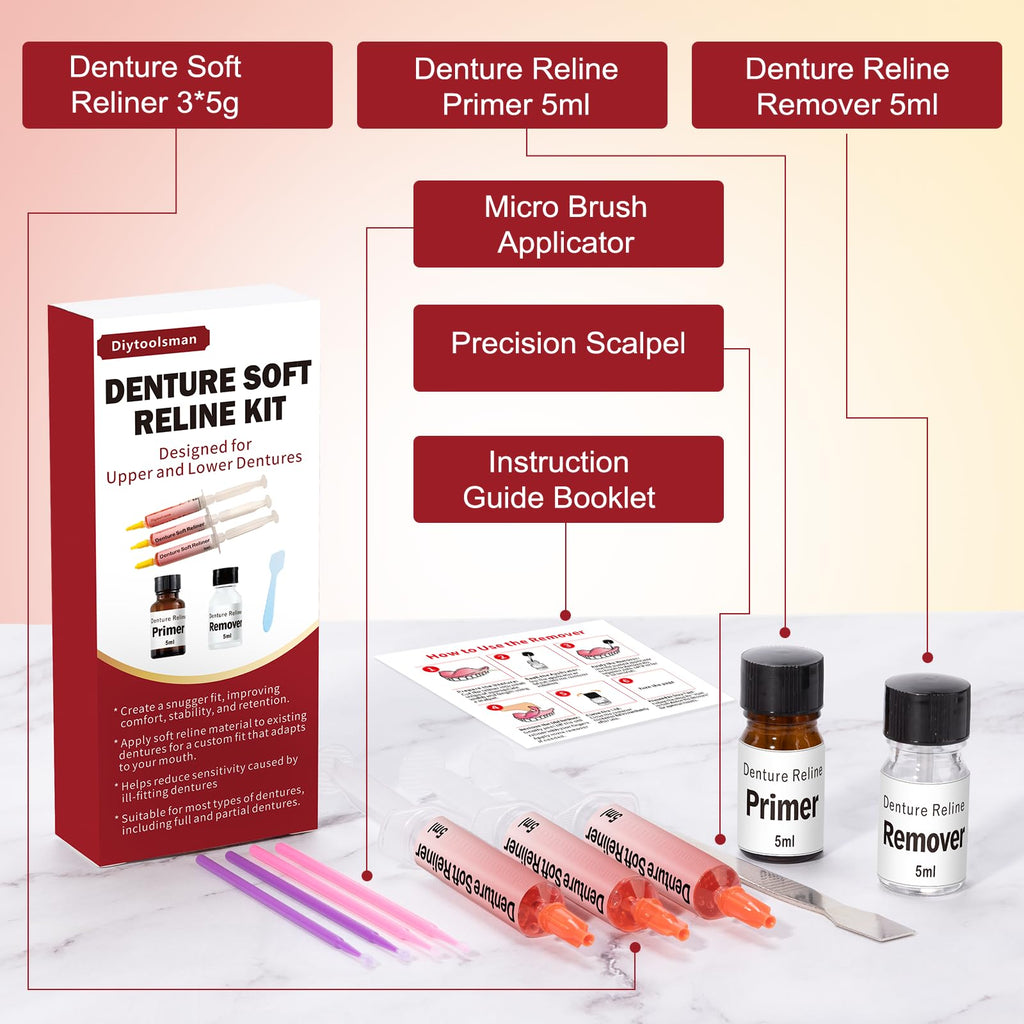 Denture Soft Reline Kit for Upper and Lower Dentures A84790