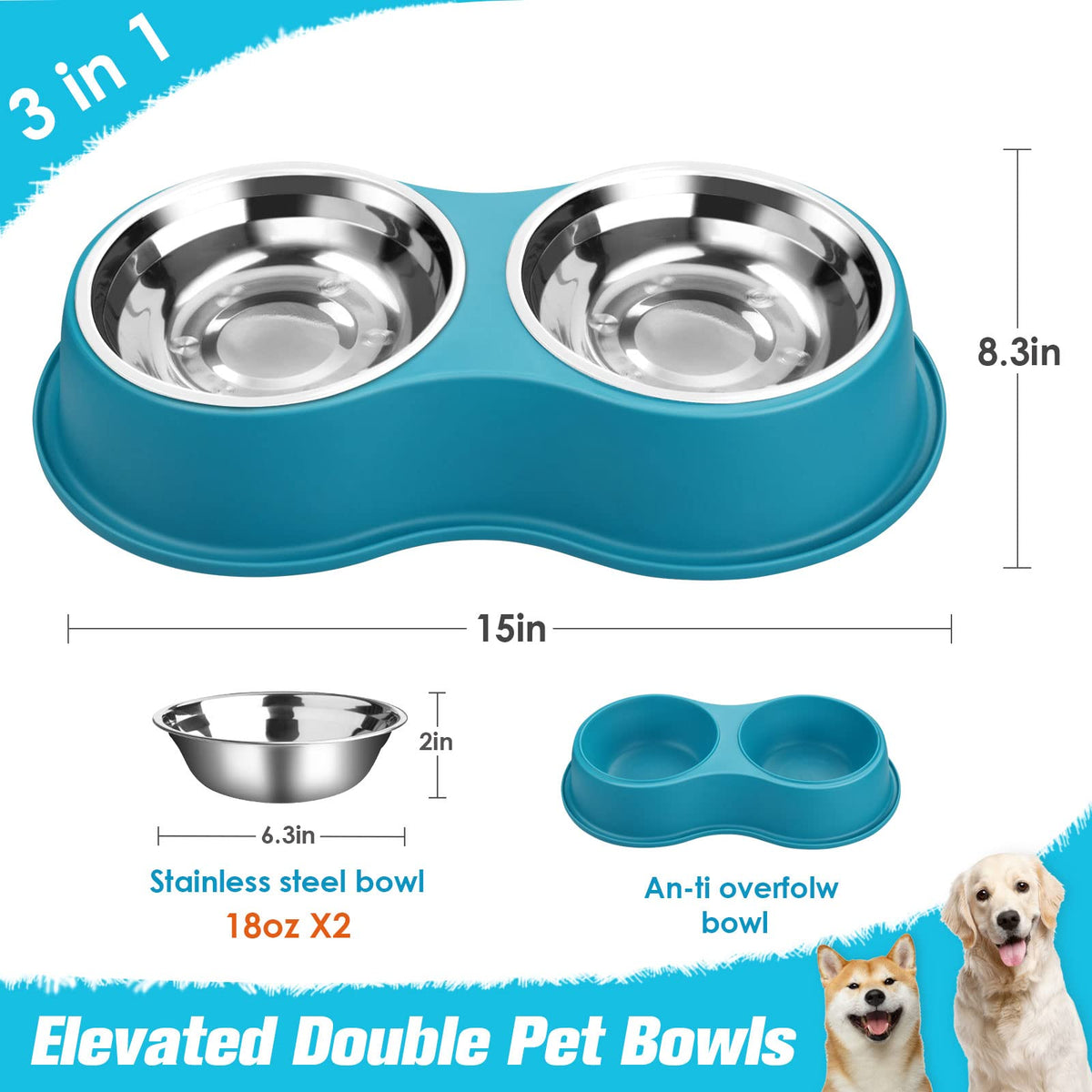 Stainless Steel Non-Slip Dog Bowls T686