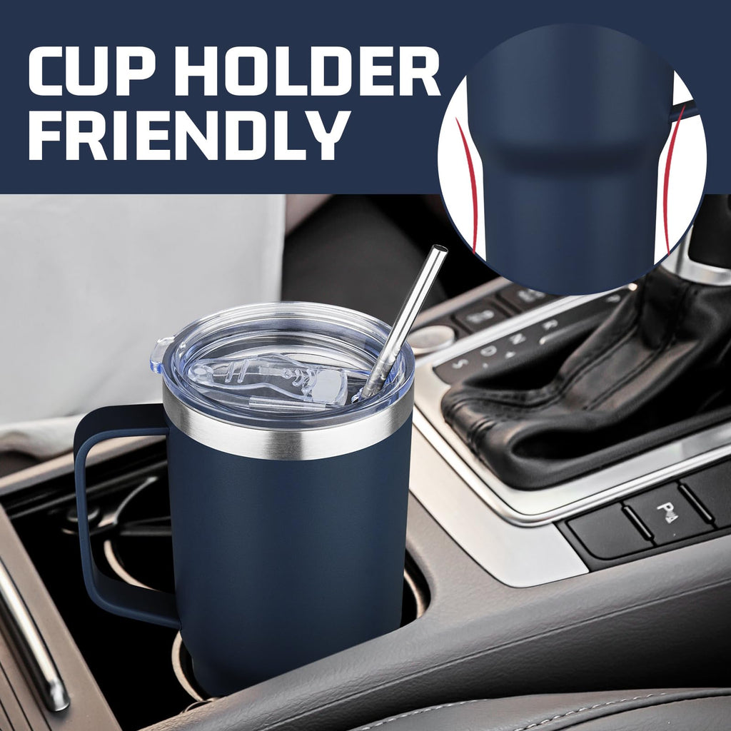 20 oz Stainless Steel Insulated Tumbler with Handle Lid and Straw I562162