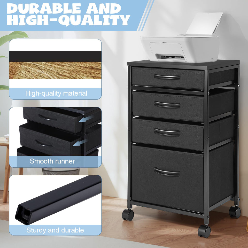4 Drawer Rolling File Cabinet with Wheels L428